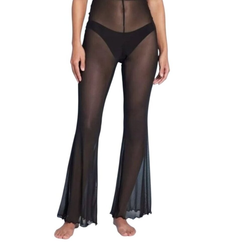 Wild Fable Women's Black Sheer Flared Pants 2X (20-22) Lightweight Mesh With Tag